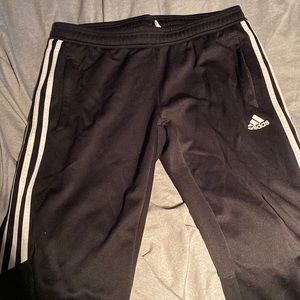 Adidas Black White Mens Soccer Pants Slim Skinny Fit Large L